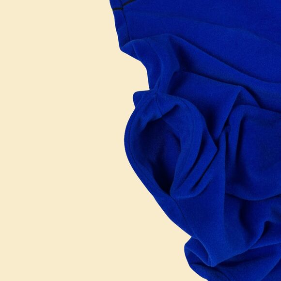 1970s L Vanity Fair nightgown robe, blue/black velour USA vintage womens pajamas - Picture 6 of 7